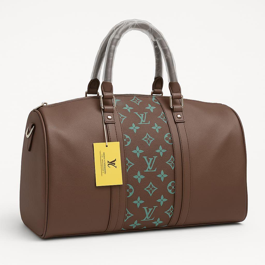 Brown Leather Duffle Bag 20"- VELOURA